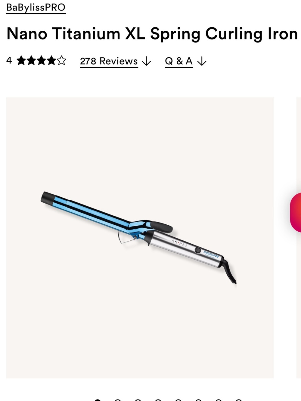BRAND NEW: BaByliss Nano Titanium XL Spring Curling Iron - 1 in